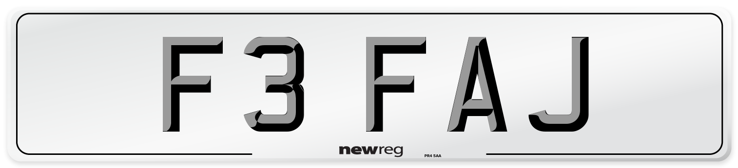 F3 FAJ Number Plate from New Reg
